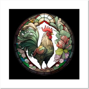 Stained Glass Rooster Posters and Art